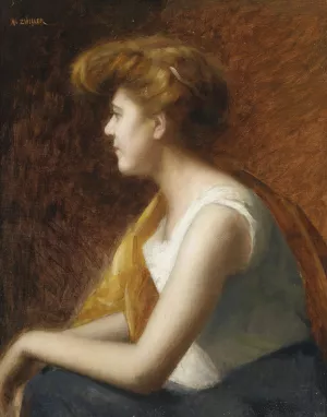 Profilportrait einer jungen Frau by Marie-Augustin Zwiller Oil Painting