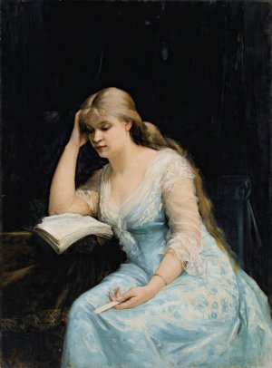 Portrait Of A Young Woman Reading by Marie Bashkirtseff Oil Painting