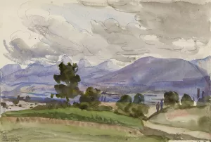Paysage de Divonne Oil painting by Marie Bracquemond