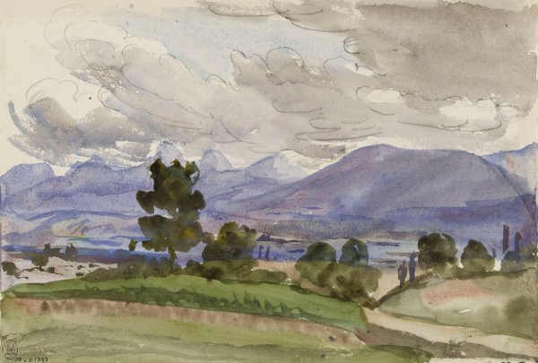 Paysage de Divonne  by Marie Bracquemond - Hand-Painted Oil Painting Reproduction