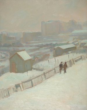 La neige a Montmartre by Marie-Charles Dulac Oil Painting