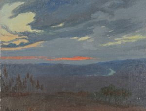 Lever de soleil au-dessus de l'Arno by Marie-Charles Dulac Oil Painting