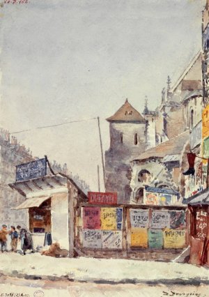 Palissade autour de l'eglise Saint-Nicolas, rue Reaumur by Marie-Desire Bourgoin Oil Painting