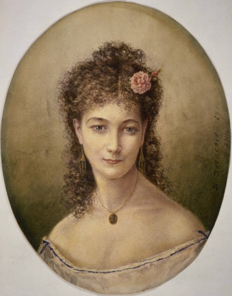 Portrait de Sarah Bernhardt  by Marie-Desire Bourgoin - Hand-Painted Oil Painting Reproduction
