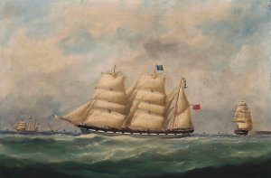 The John Paterson In Three Positions Off Le Havre by Marie-Edouard Adam Oil Painting