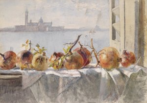 Granatapfel auf einer Fensterbank by Marie Egner Oil Painting