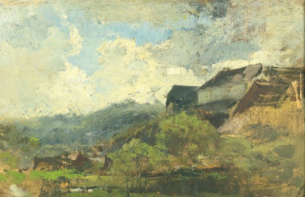 Landscape Study by Marie Egner - Hand-Painted Oil Painting Reproduction