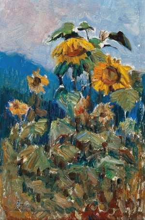 Study of Sunflowers by Marie Egner Oil Painting