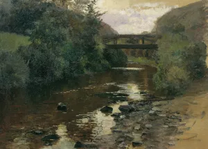 Waldwasser mit Brucke by Marie Egner Oil Painting