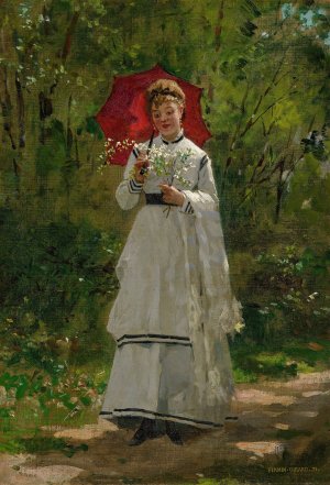 Adele a L'Ombrelle by Marie-Francois Firmin-Girard Oil Painting