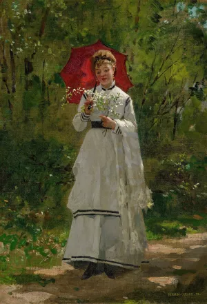 Adele a L'Ombrelle by Marie-Francois Firmin-Girard Oil Painting