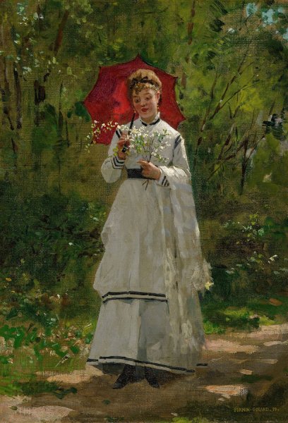 Adele a L'Ombrelle  by Marie-Francois Firmin-Girard - Hand-Painted Oil Painting Reproduction