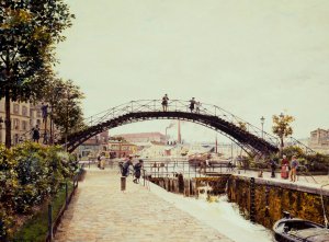 Le Canal Saint-Martin by Marie-Francois Firmin-Girard Oil Painting