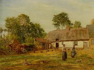 The Farmyard by Marie-Francois Firmin-Girard Oil Painting