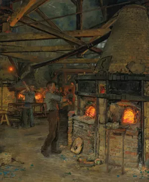 The Glass Blowers In Incheville Pres Eu by Marie-Francois Firmin-Girard Oil Painting