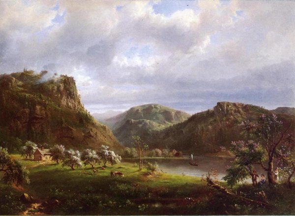 Main Product Photo of American Landscape also known as Majesty of the Mountains Painting by Marie-Francois-Regis Gignoux