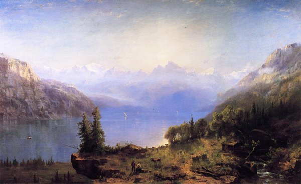 Main Product Photo of Sunrise in the Alps Painting by Marie-Francois-Regis Gignoux