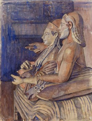 Etruskisk Sarkofag I Louvre by Marie Henriques Oil Painting
