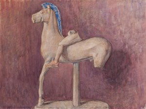 Hest Med Rytter by Marie Henriques Oil Painting