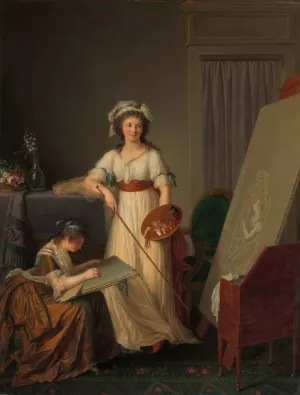 The Interior of an Atelier of a Woman Painter by Marie Victoire Lemoine Oil Painting