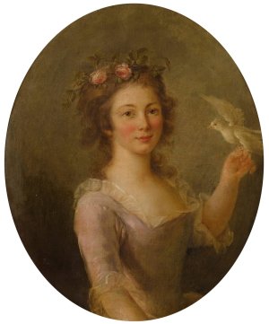 Young Girl With a Bird by Marie Victoire Lemoine Oil Painting