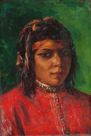 Portrait of a Moroccan Woman by Marie-Yvonne Laur Oil Painting