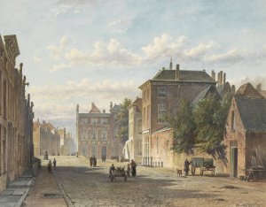 De Gedempte Burgwal te 's-Gravenhage by Marinus Van Raden Oil Painting