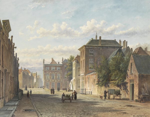 De Gedempte Burgwal te 's-Gravenhage  by Marinus Van Raden - Hand-Painted Oil Painting Reproduction