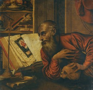 Saint Jerome In His Study by Marinus Van Reymerswaele (Follower) Oil Painting