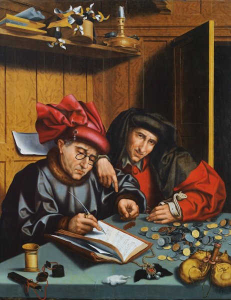 The Money Changers  by Marinus Van Reymerswaele (Follower) - Hand-Painted Oil Painting Reproduction