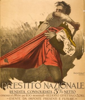 Prestito nazionale rendita consolidata 5% netto by Mario Borgoni Oil Painting