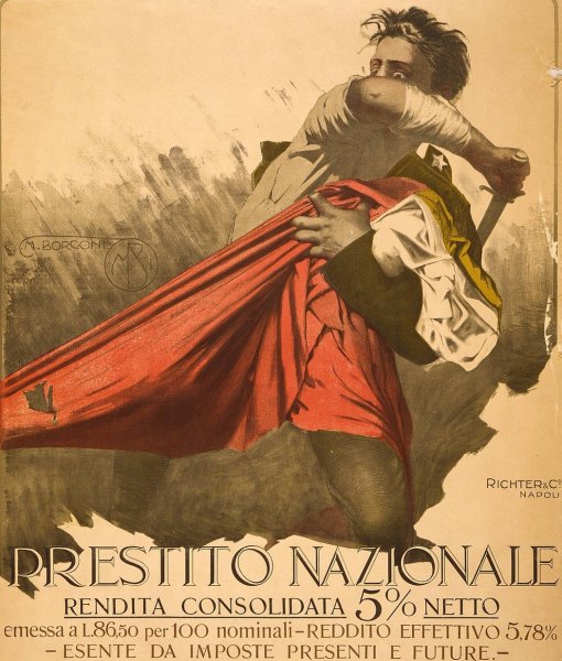 Prestito nazionale rendita consolidata 5% netto  by Mario Borgoni - Hand-Painted Oil Painting Reproduction