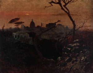 Veduta di Roma al crepuscolo by Mario De Maria Detto Marius Pictor Oil Painting