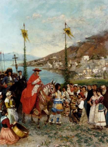 Main Product Photo of The Cardinal's Arrival Painting by Mario Spinetti