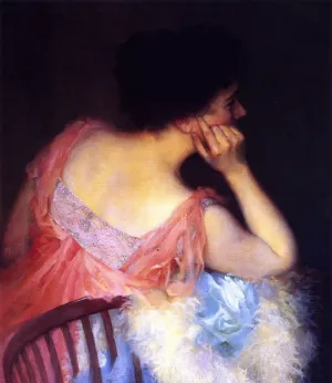 Portrait of a Lady in a Pink Dress by Marion Boyd Allen Oil Painting