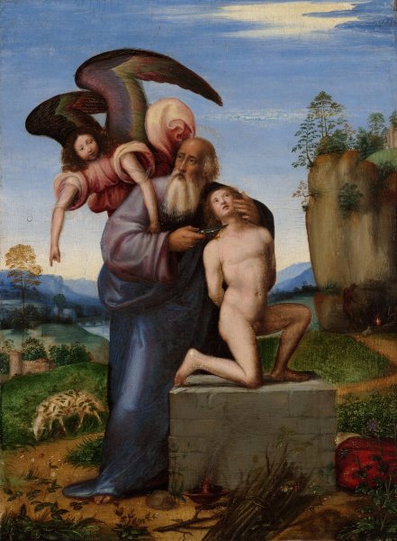 The Sacrifice of Isaac  by Mariotto Albertinelli - Hand-Painted Oil Painting Reproduction