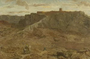 Mountainous Landscape in Egypt by Marius Bauer Oil Painting