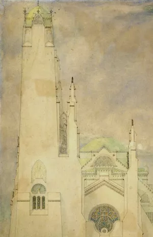 Ontwerp voor een kerk by Marius Bauer Oil Painting
