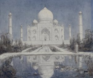 Taj Mahal bij maanlicht by Marius Bauer Oil Painting