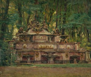 Le Buffet d'eau dans les jardins du Grand Trianon. by Marius Michel Oil Painting