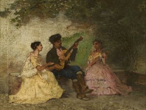 Scene in a park by Marius Van Der Maarel Oil Painting