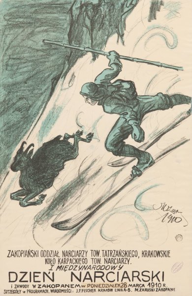 Main Product Photo of I Miedzynarodowy Dzien Narciarski i Zawody w Zakopanem  Painting by Mariusz Zaruski