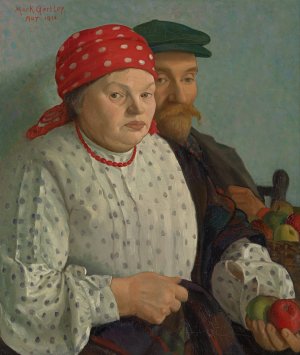 The apple woman and her husband by Mark Gertler Oil Painting