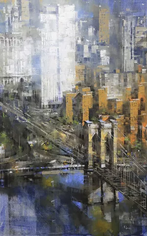 Brooklyn Bridge by Mark Lague Oil Painting