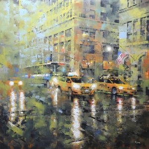 Manhattan Orange & Green Oil painting by Mark Lague