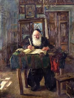 Scripture Copyist In His Chamber by Artur Markiwicz - Oil Painting Reproduction