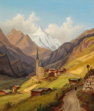 Heiligenblut with a View of Grossglockner by Markus Pernhart Oil Painting