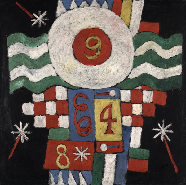 Main Product Photo of Collection of Numbers, Designs and Letters Seen by Me at the Beginning of the War in Berlin-Military in Nature  Painting by Marsden Hartley