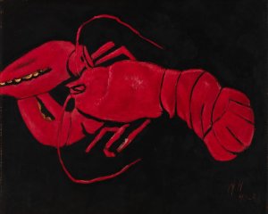 Lobster on Black Background Oil painting by Marsden Hartley