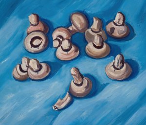 Mushrooms on a Blue Background Oil painting by Marsden Hartley